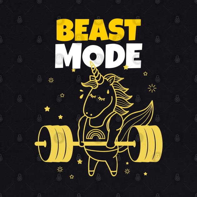 Beast Mode On - Unicorn Workout - Motivational Gym Quote by stokedstore